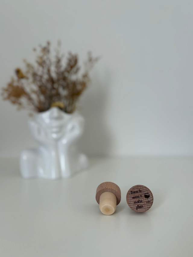 Bouchon de bouteille "Boire le verre à moitié plein"