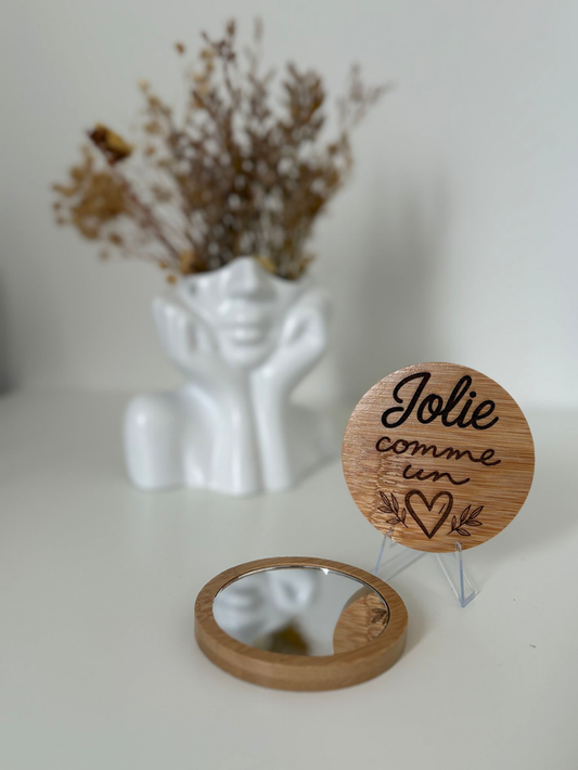 Miroir de poche "Jolie comme un coeur"