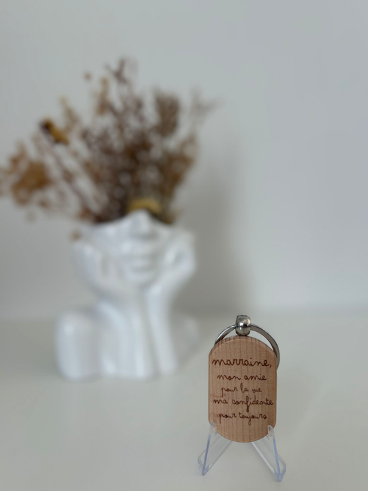 Porte clé "Marraine mon amie pour la vie ..."