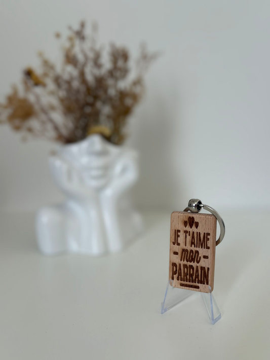 Porte clé "Je t'aime mon parrain"